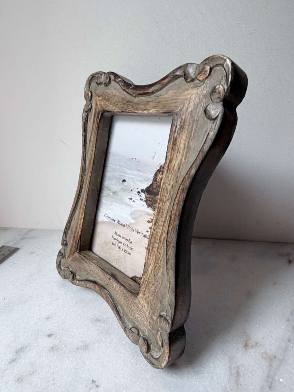 Genuine Wood Distressed Brown Photo Frame - Home Accents 4”x6” photo - Picture 5 of 9